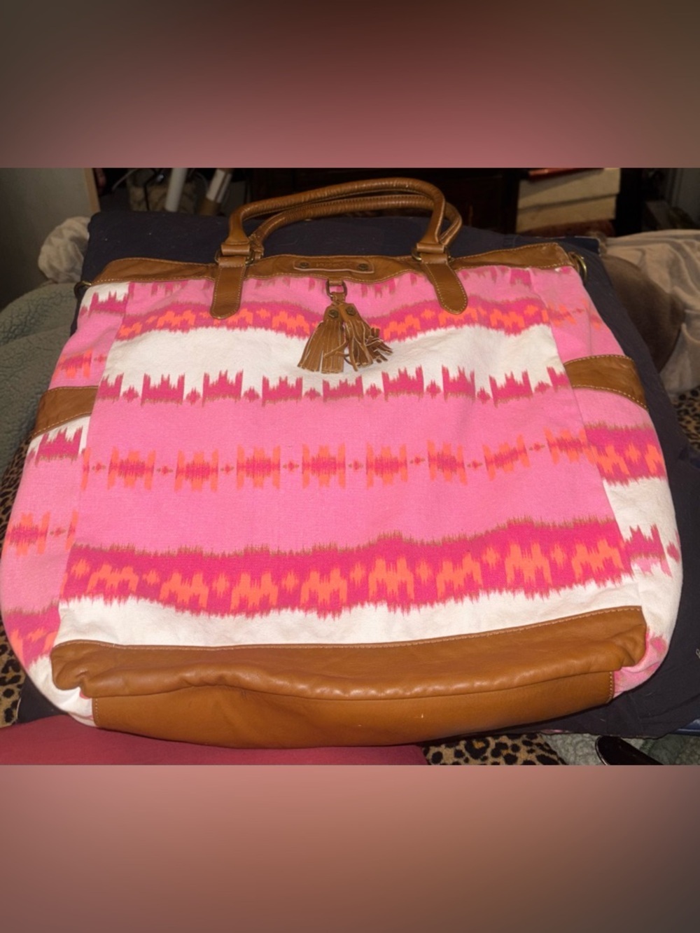 Hurley Boho Southwestern Ikat Canvas Tote Bag Y2K